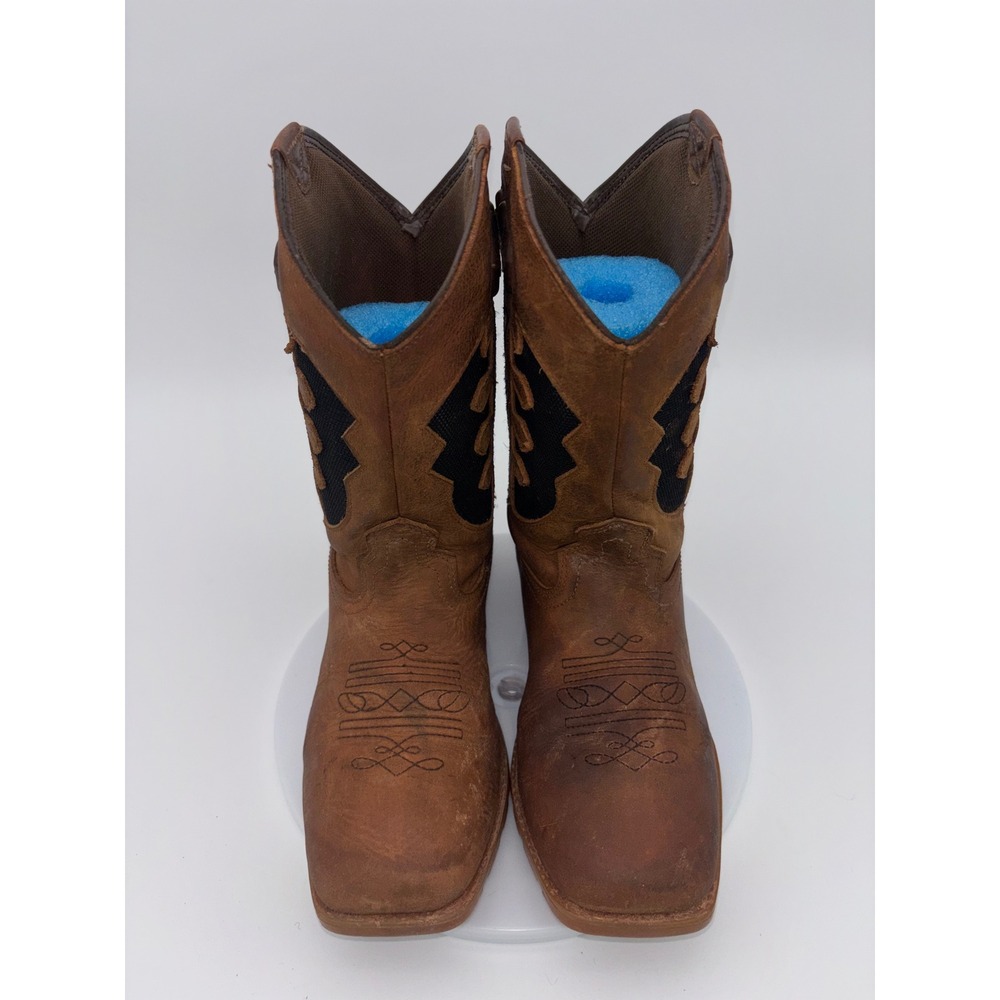 CODY JAMES Cowboy Boot Western Kids Brown Leather Square Toe Boys Little Youth 3 - Picture 8 of 13